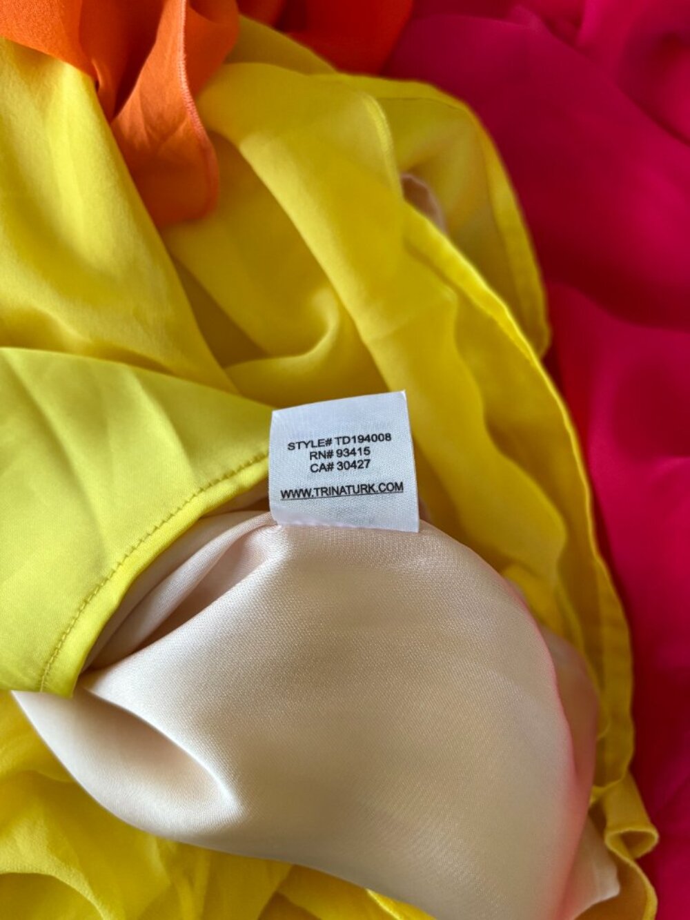 Trina Turk Tiered Silk Chiffon Strappy Dress Ombre Sunset. NWT XS - Picture 8 of 10